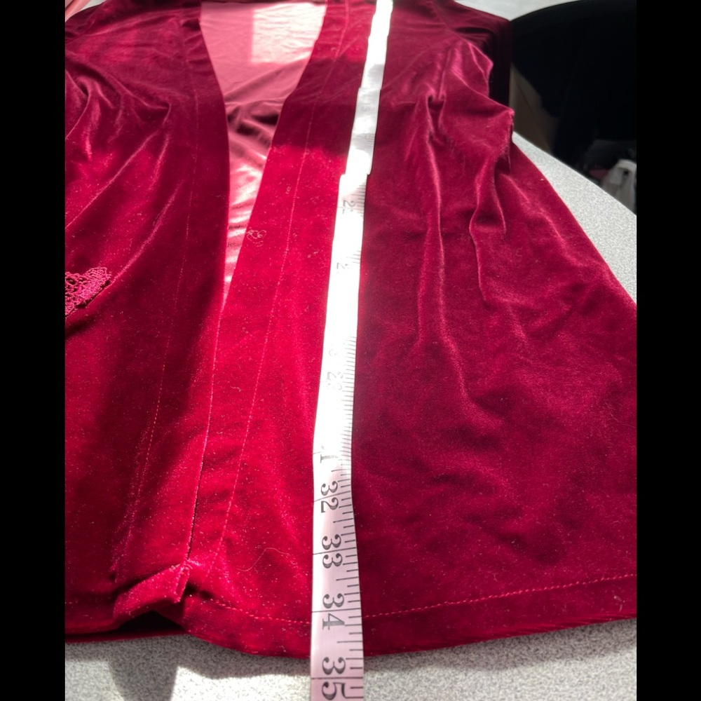 Ruby Red Velvet Velour Short Robe - Picture 10 of 10